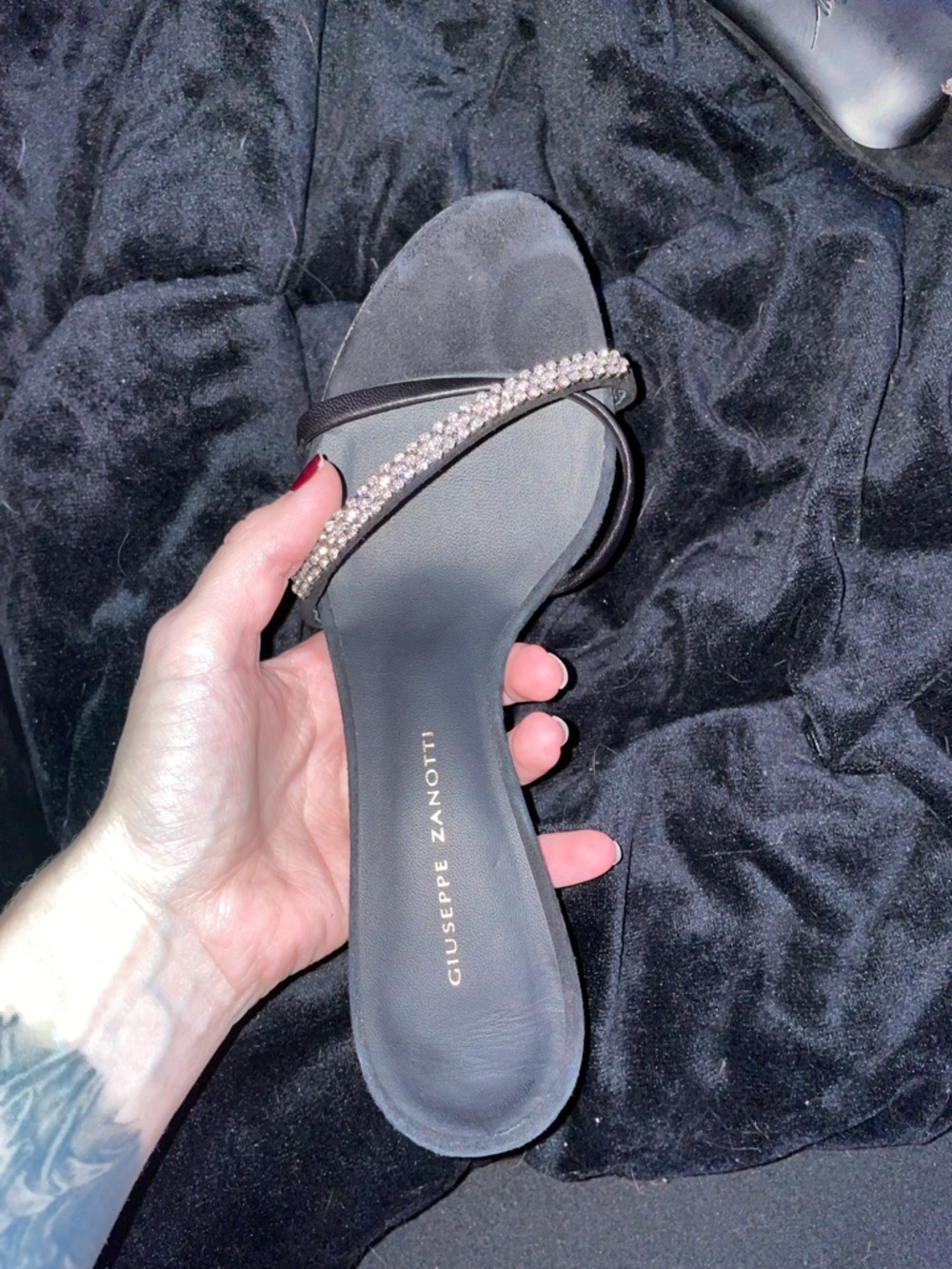 Giuseppe Zanotti Black Crystal-Trim Slide Mule Miria Out of Season